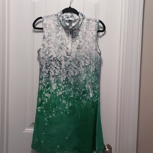 Green and White Gradient Sleeveless  Golf Dress